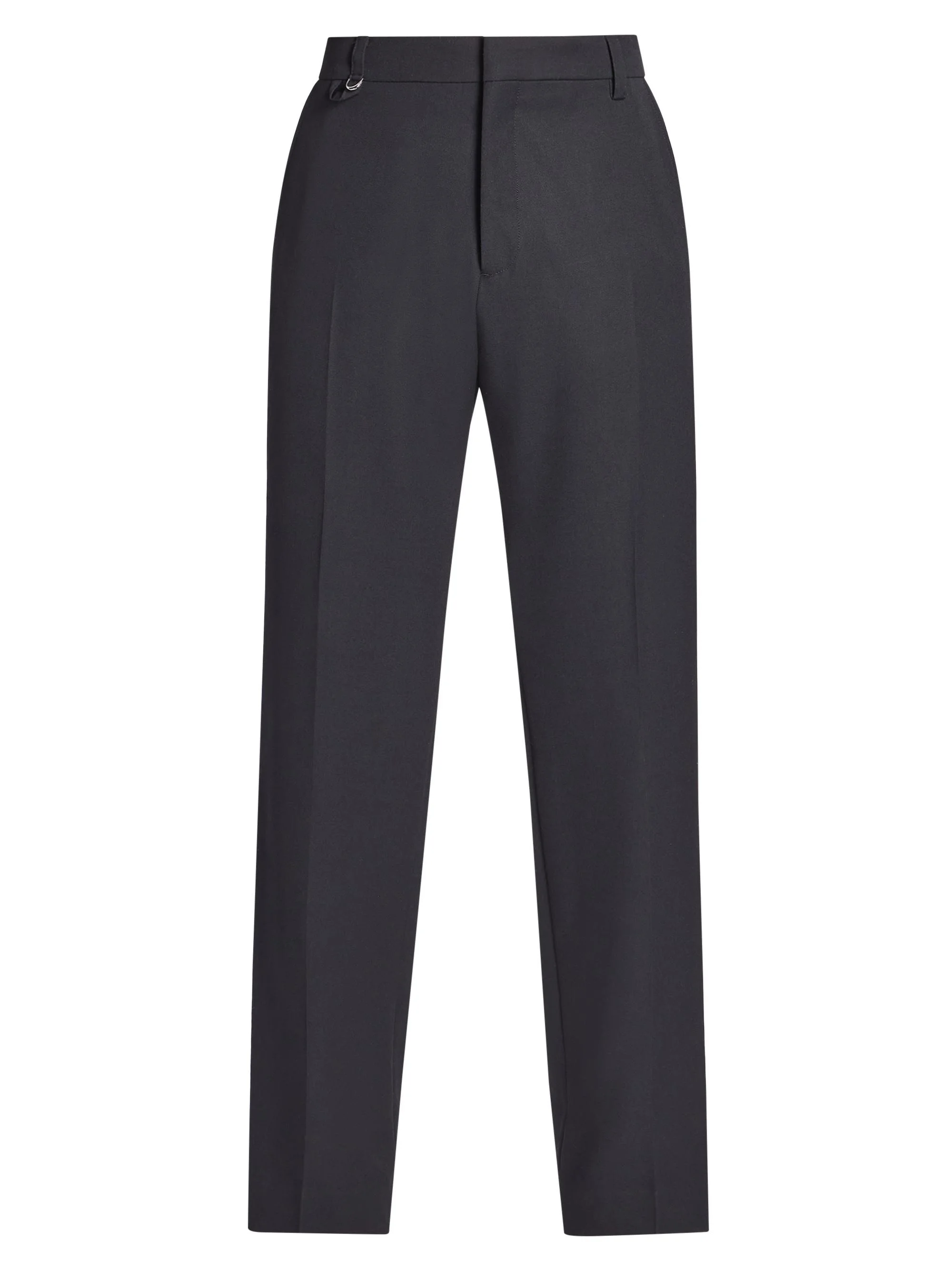 Men's Wool Crease-Front Pants - Black - 1
