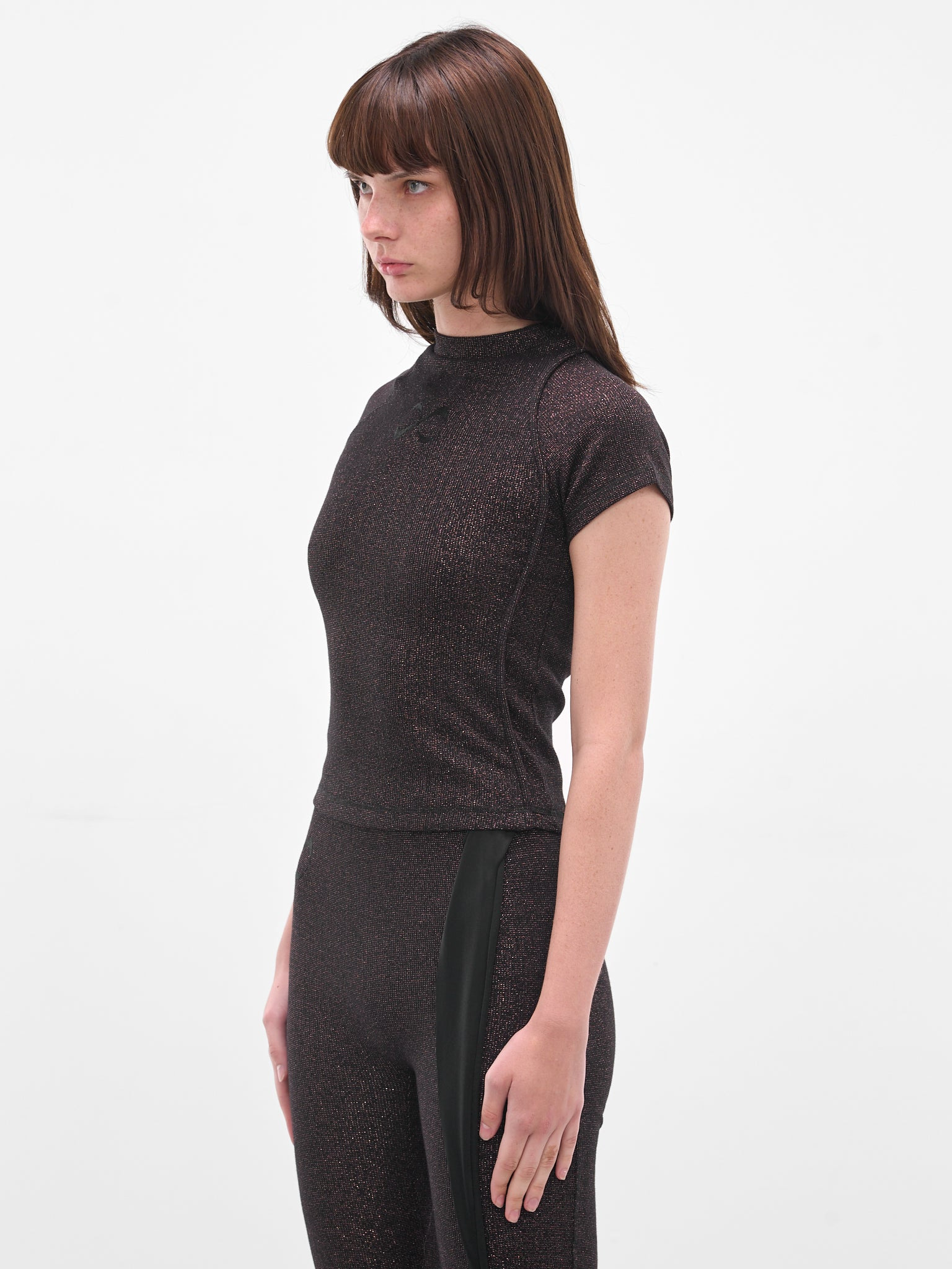 Black Deconstructed Rib Lurex Top - 2