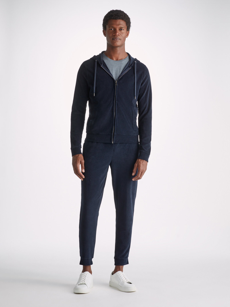 Derek Rose Men's Hoodie Isaac Terry Cotton Navy outlook