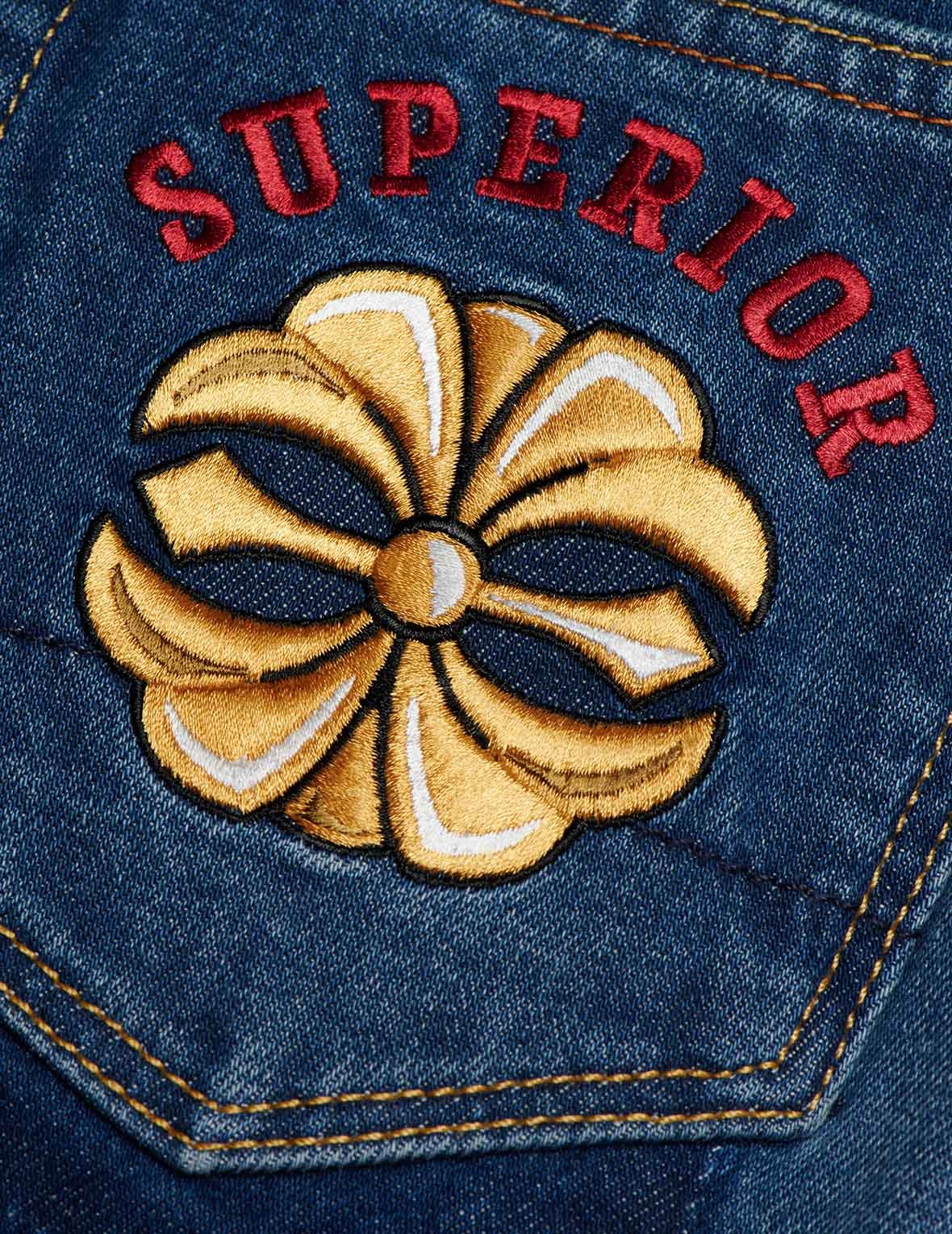 KAMON AND SEAGULL EMBROIDERED RELAX-CUT DENIM JEANS - 9