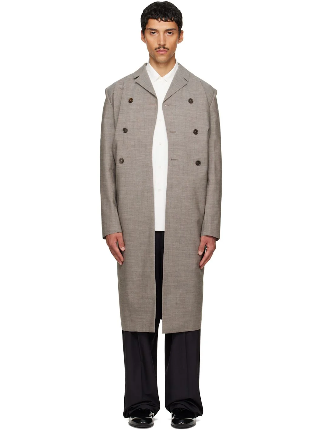 Gray Double-Breasted Coat - 1