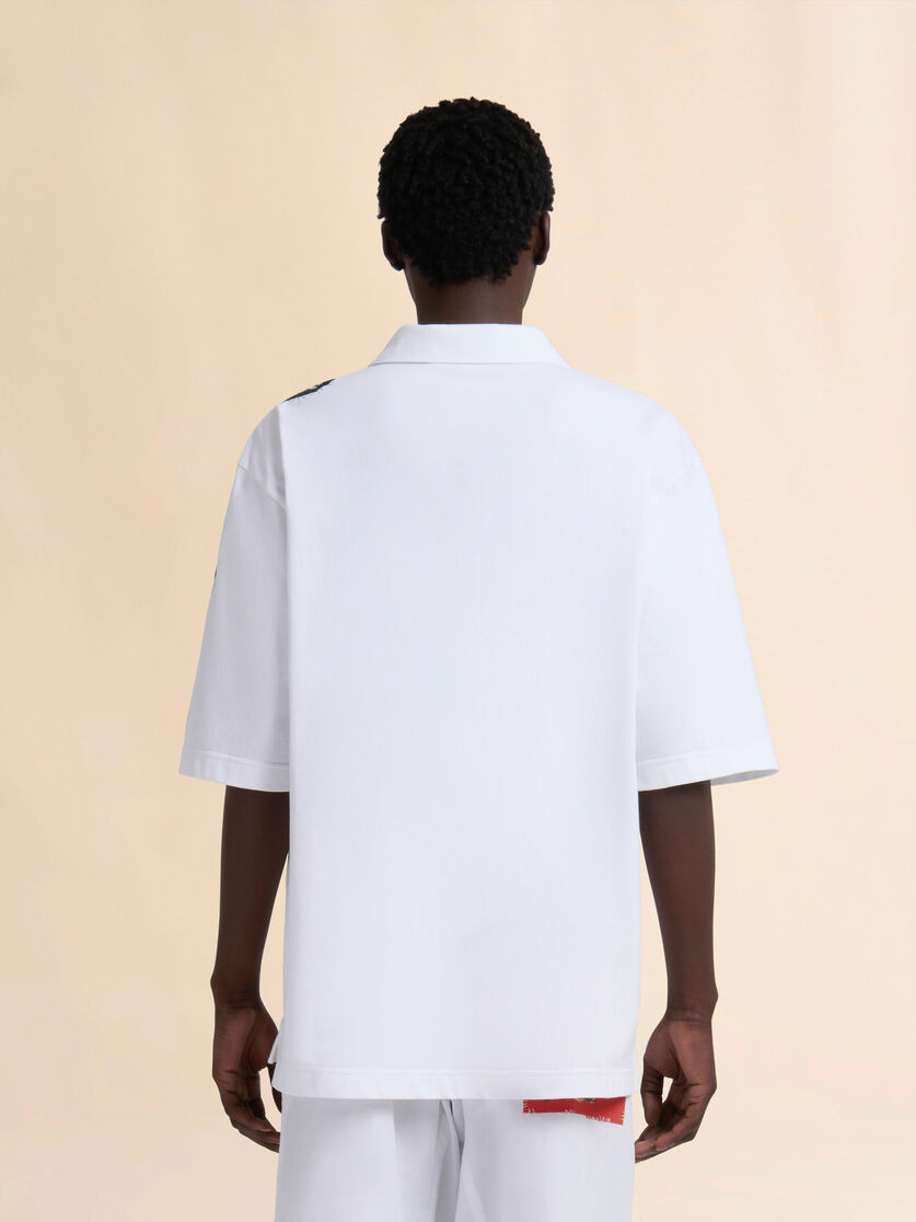 WHITE JERSEY POLO SHIRT - 3