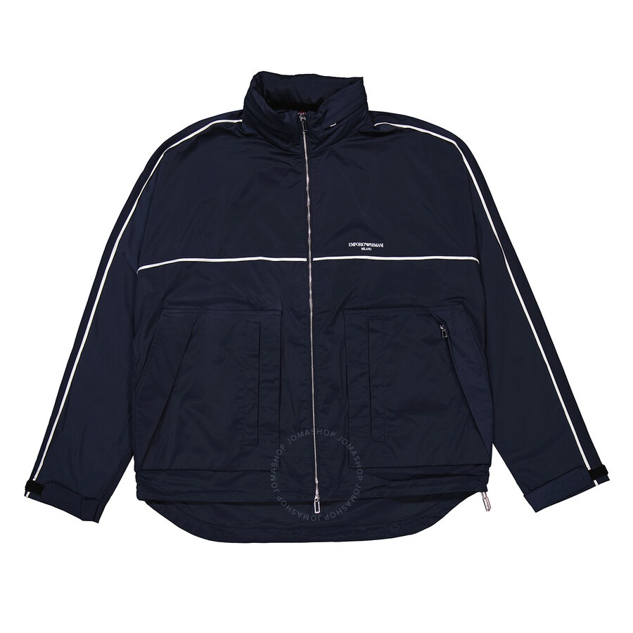 Emporio Armani Navy Nylon Full Zip Logo Blouson Jacket - 1