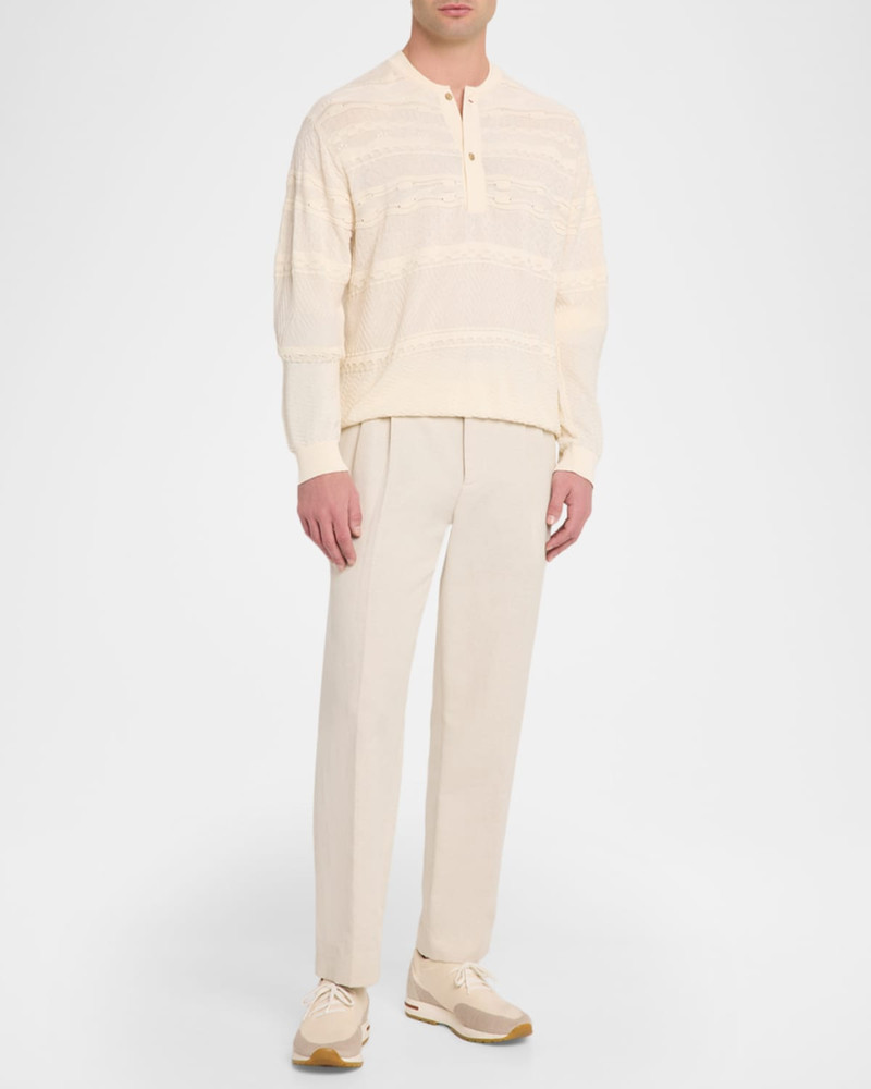 EMPORIO ARMANI Men's Mixed-Stitch Henley Sweater outlook