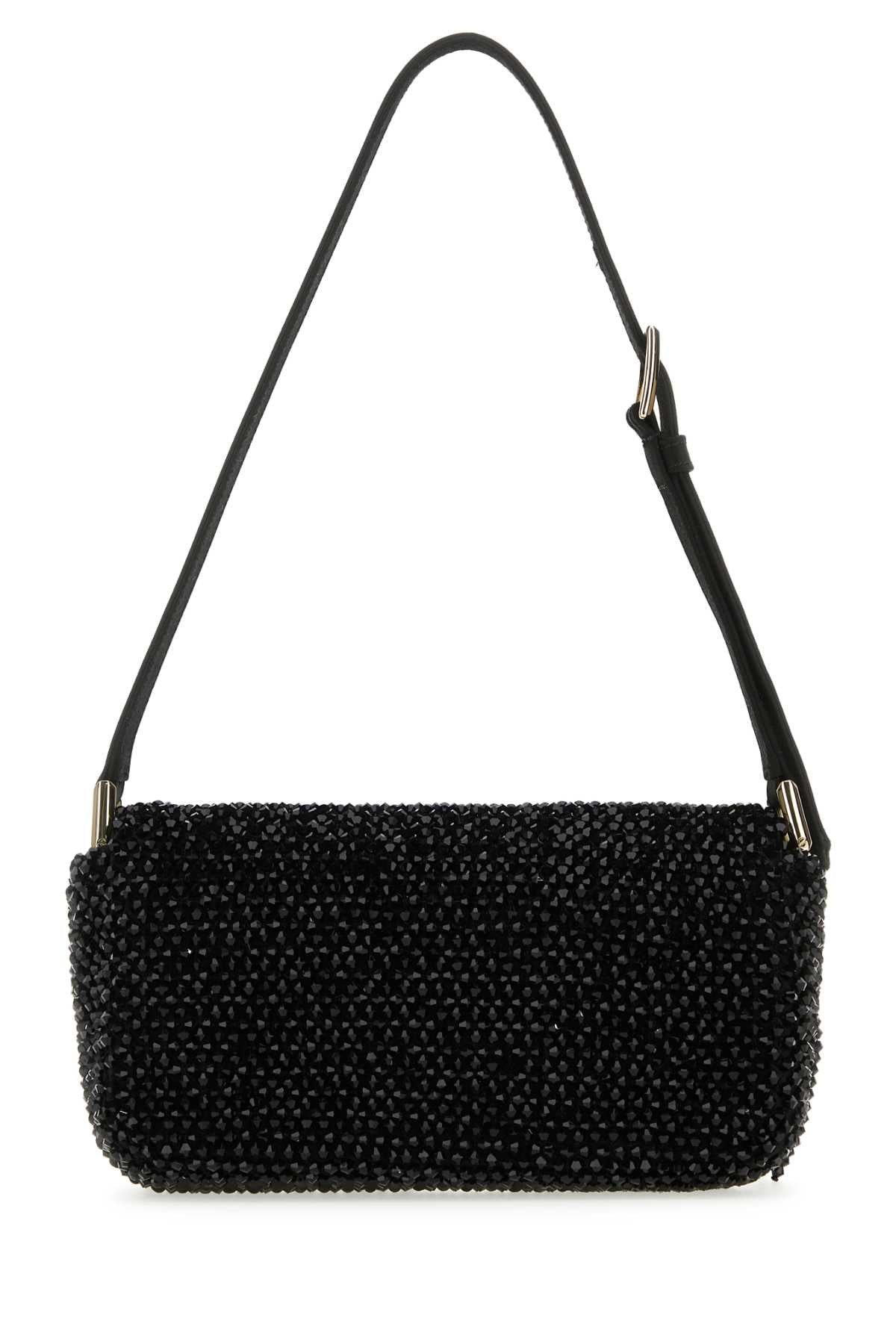 Jimmy Choo Women Black Satin Mini Avenue Shoulder Bag - 3