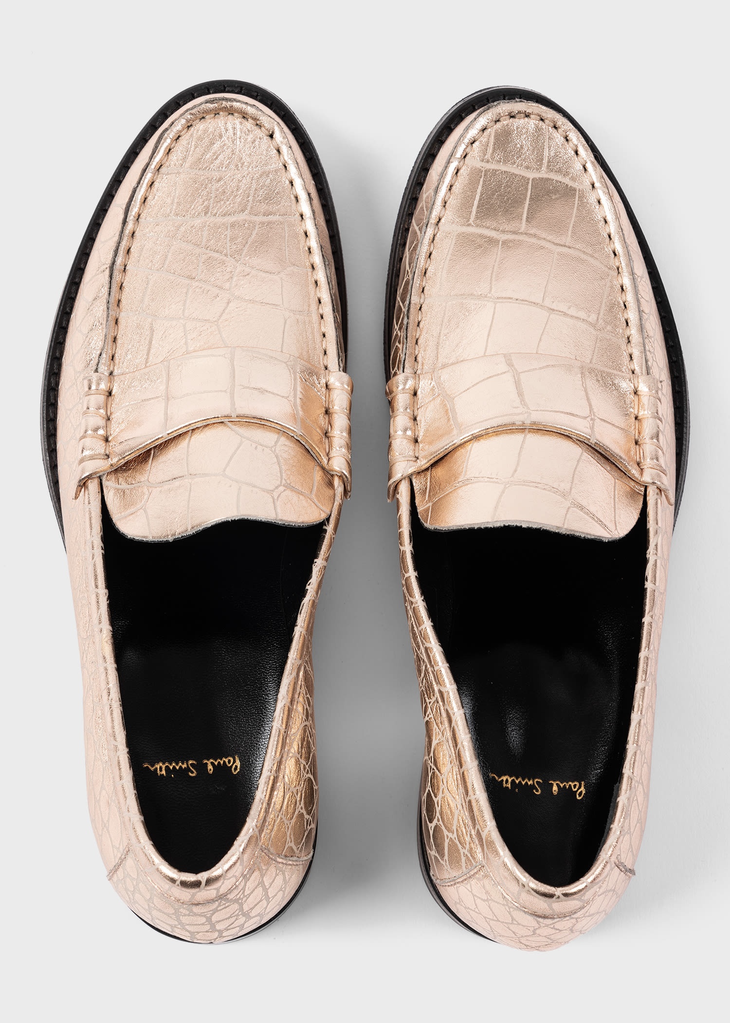 Leather Mock-Croc 'Cassini' Loafers - 5