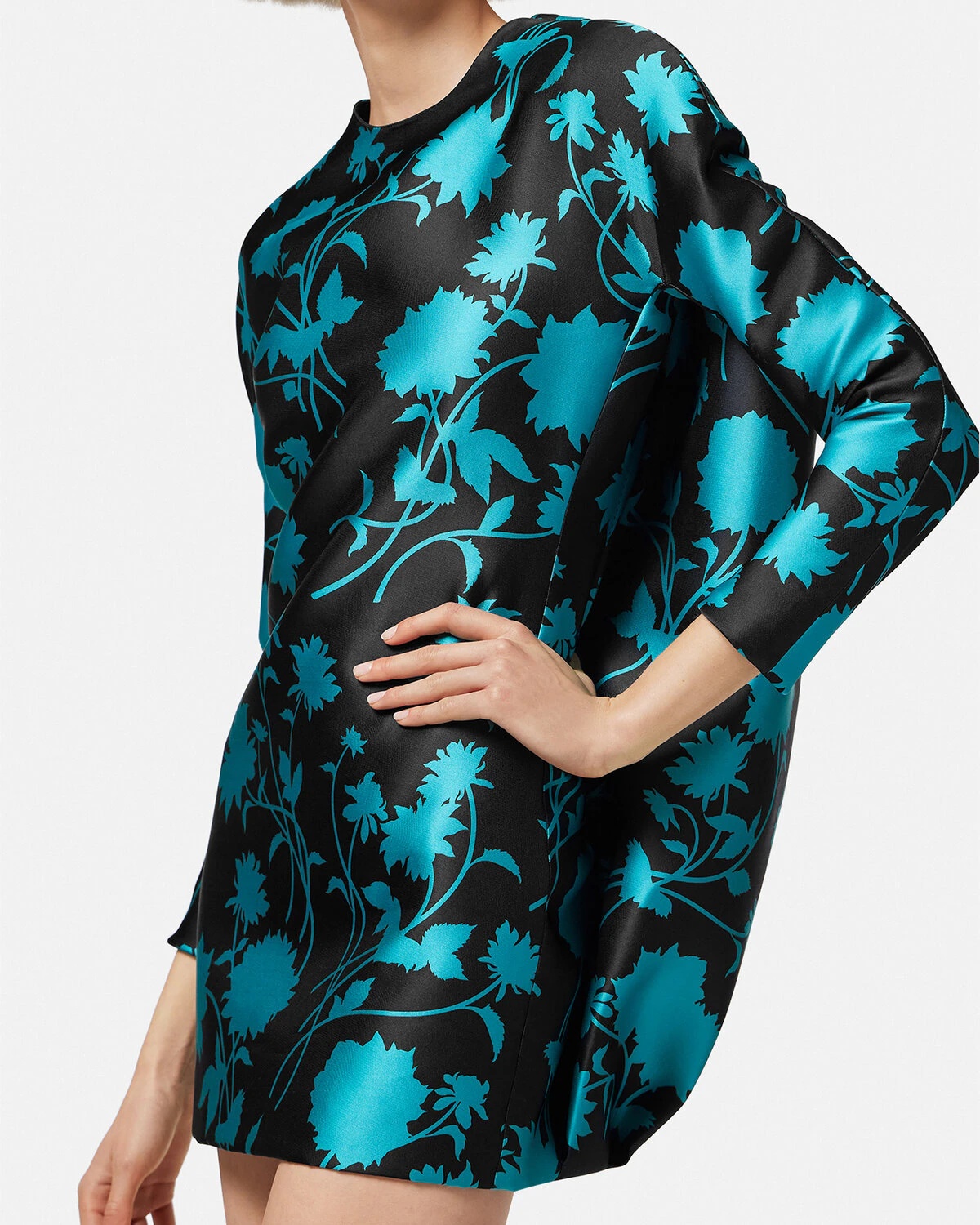 Floral Silhouette Cocoon Mini Dress - 5