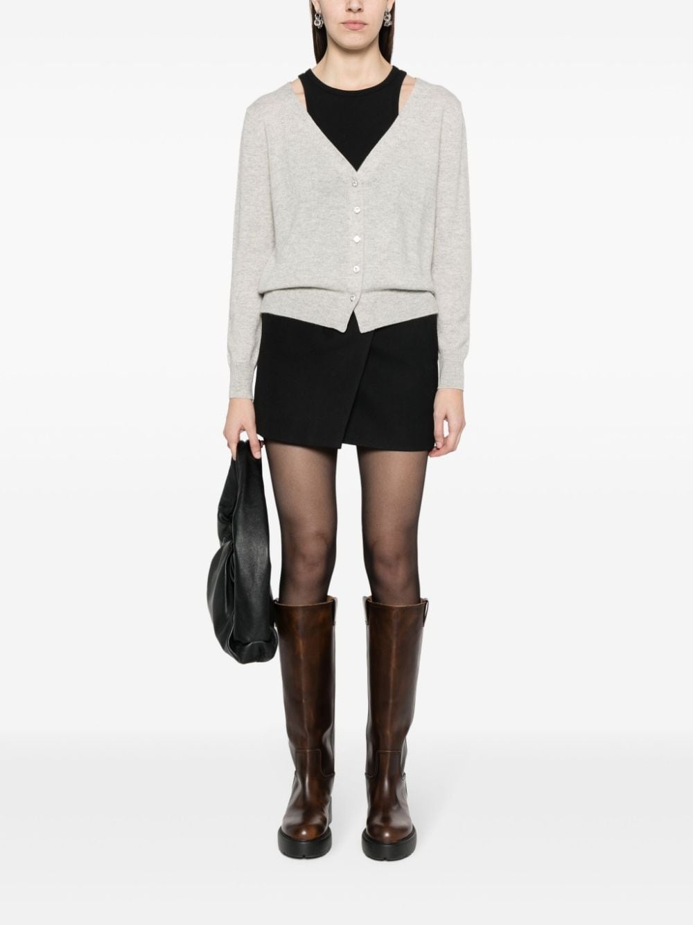 V-neck fine-knit cardigan - 2