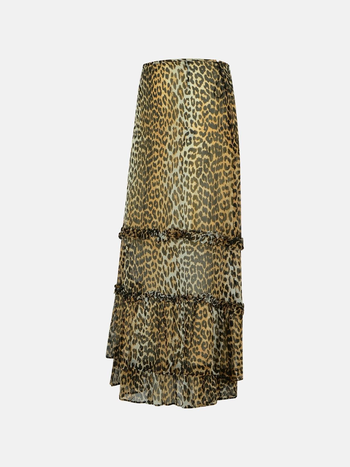 LONG SKIRT IN VISCOSE 'CHIFFON' WITH LEOPARD PRINT - 2