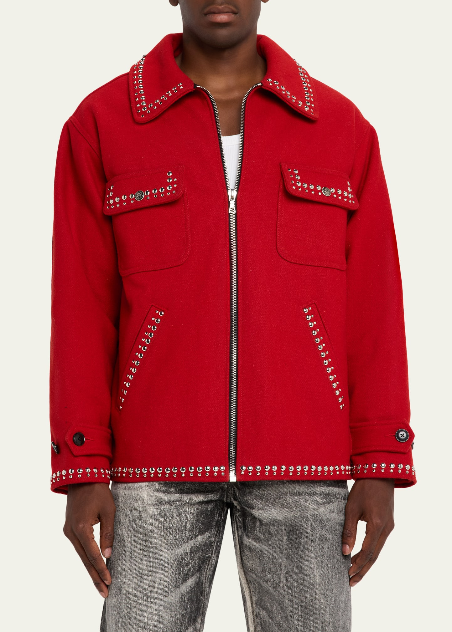 Men's Memphis Wool Studded Full-Zip Blouson - 4