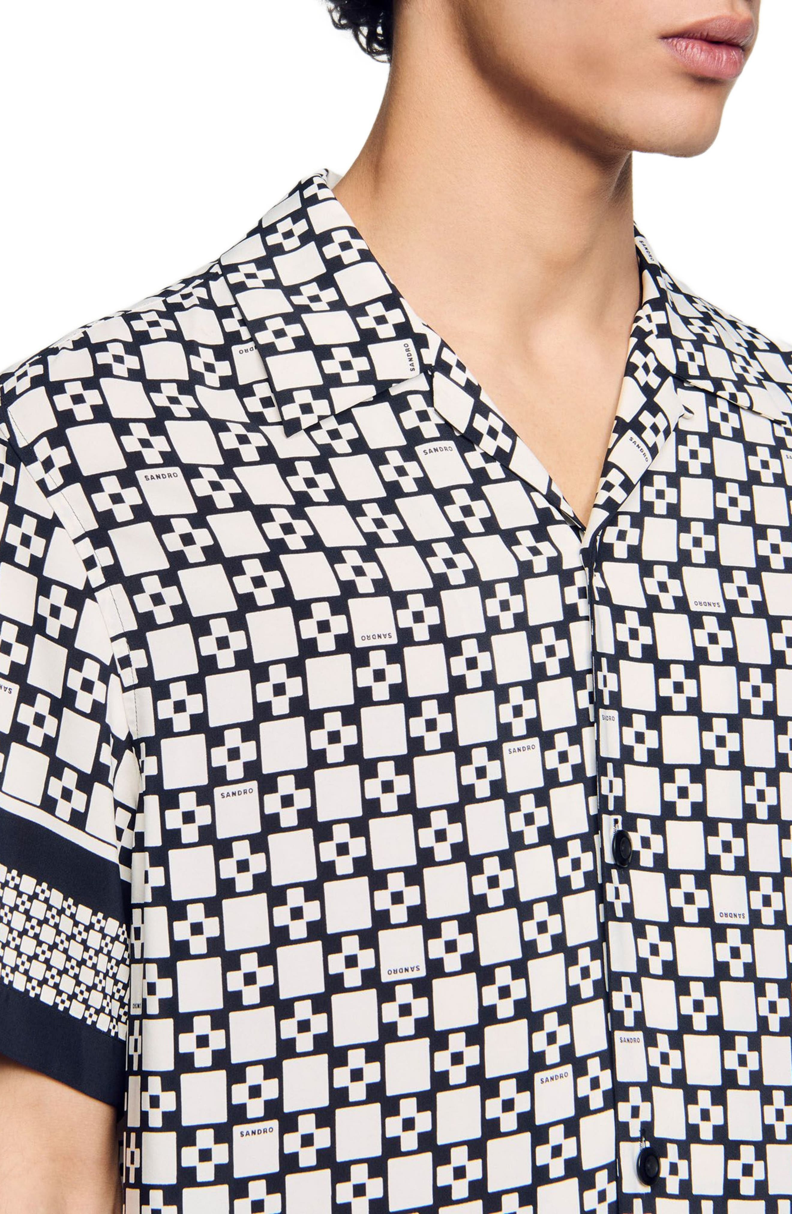 SANDRO Square Cross motif flowing blouse in Black at Nordstrom - 4