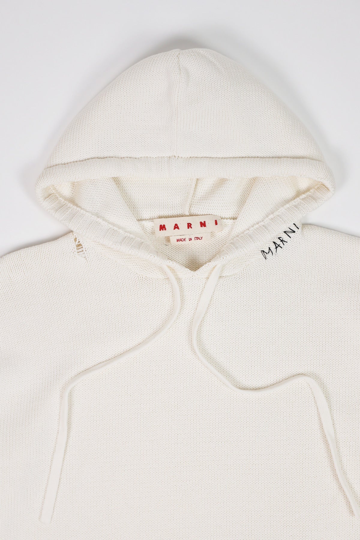 Dishevelled Cotton 5 Gauge Hoodie - Lily White - 2