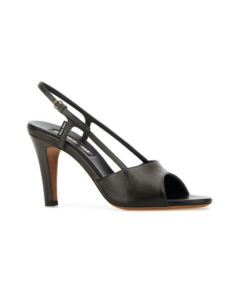 Miu Miu Black Leather Sandals outlook