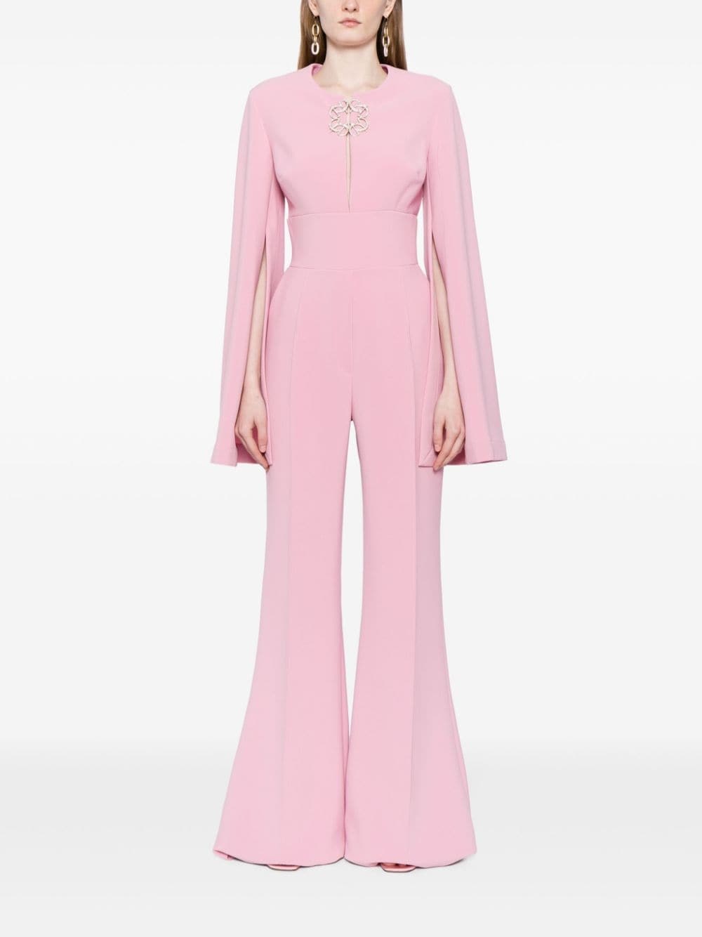 logo-plaque flared jumpsuit - 2