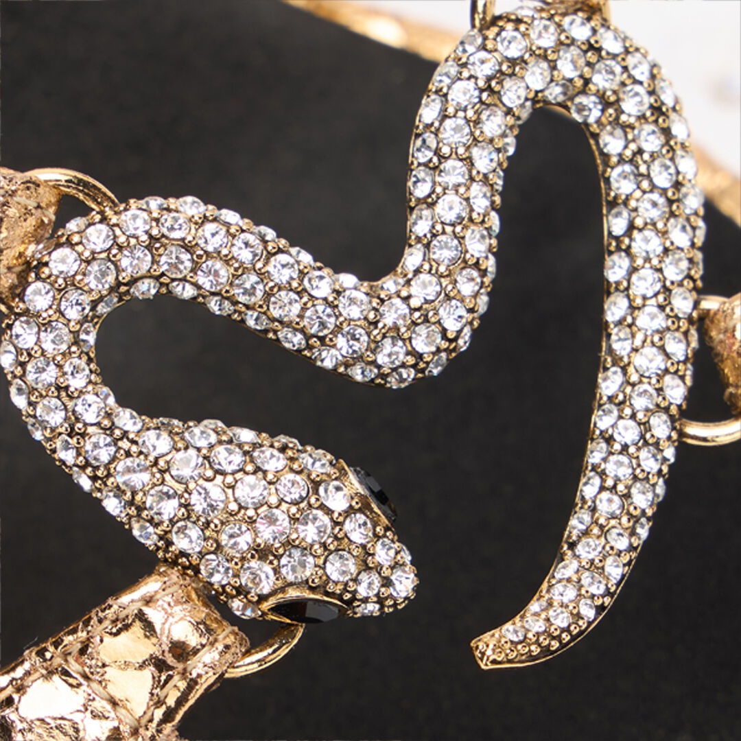 Sandals With Snake Print And Bejeweled Snake - 4