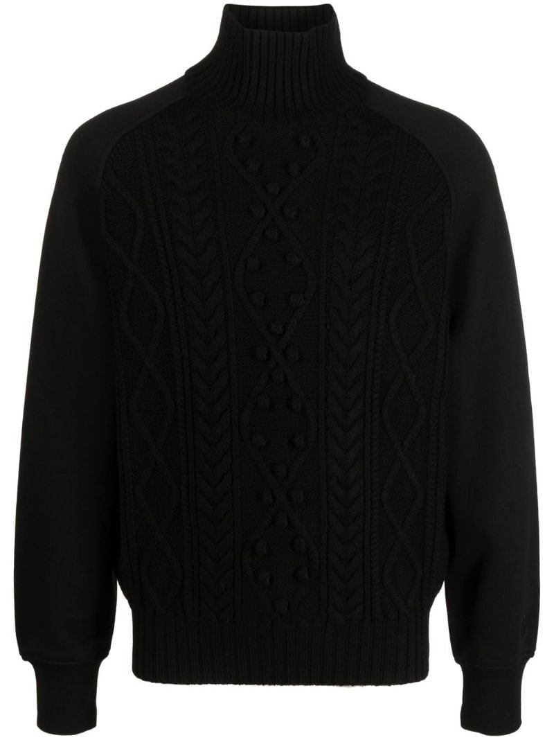 embroidered-logo sleeve knit jumper - 1