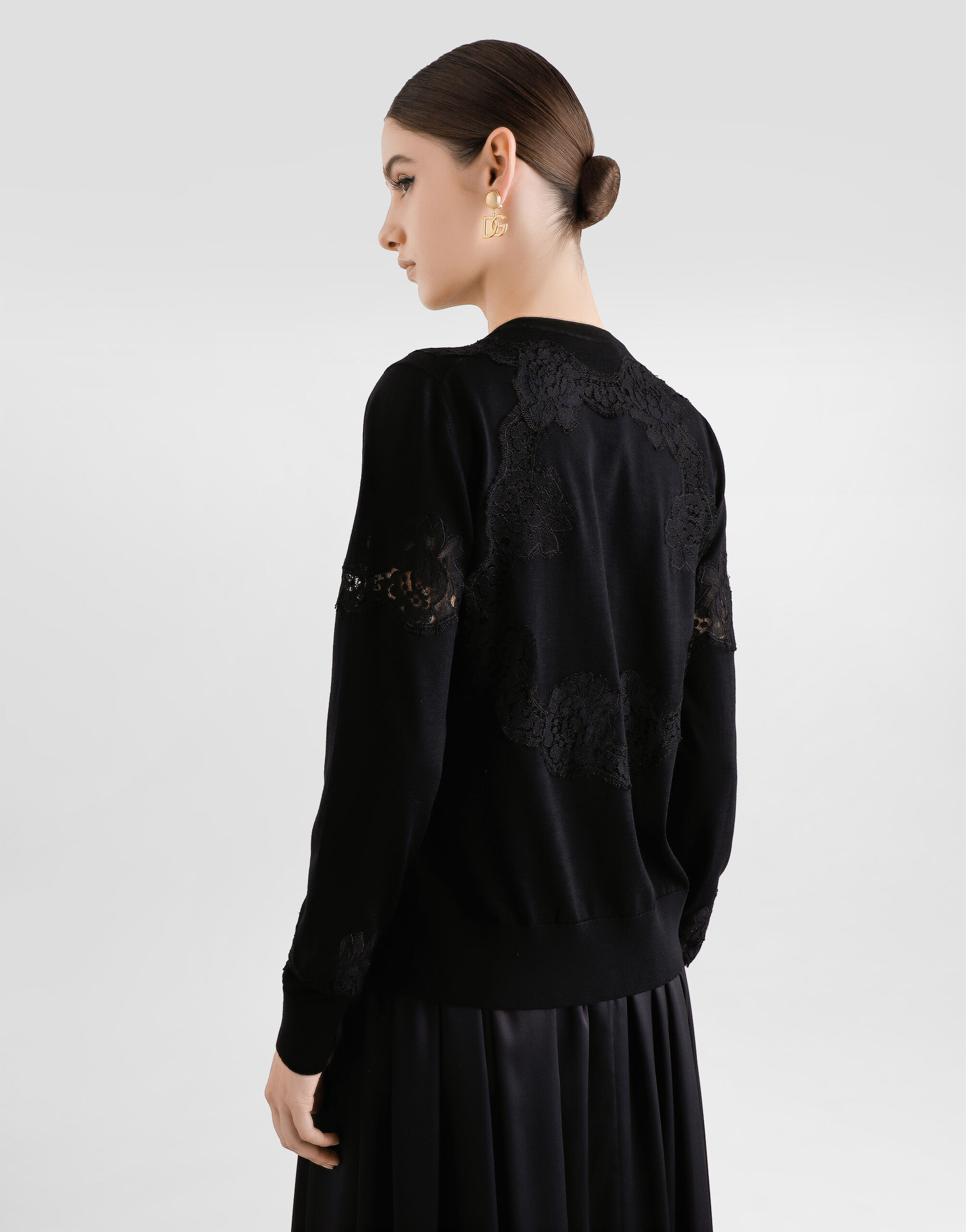 Wool cardigan with lace - 5
