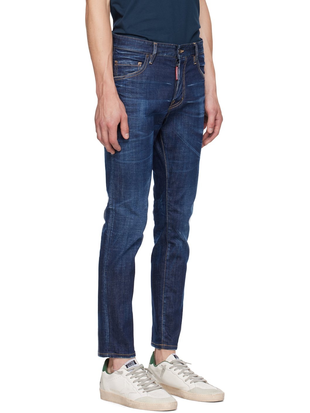 Blue Dark Clean Wash Skater Jeans - 2