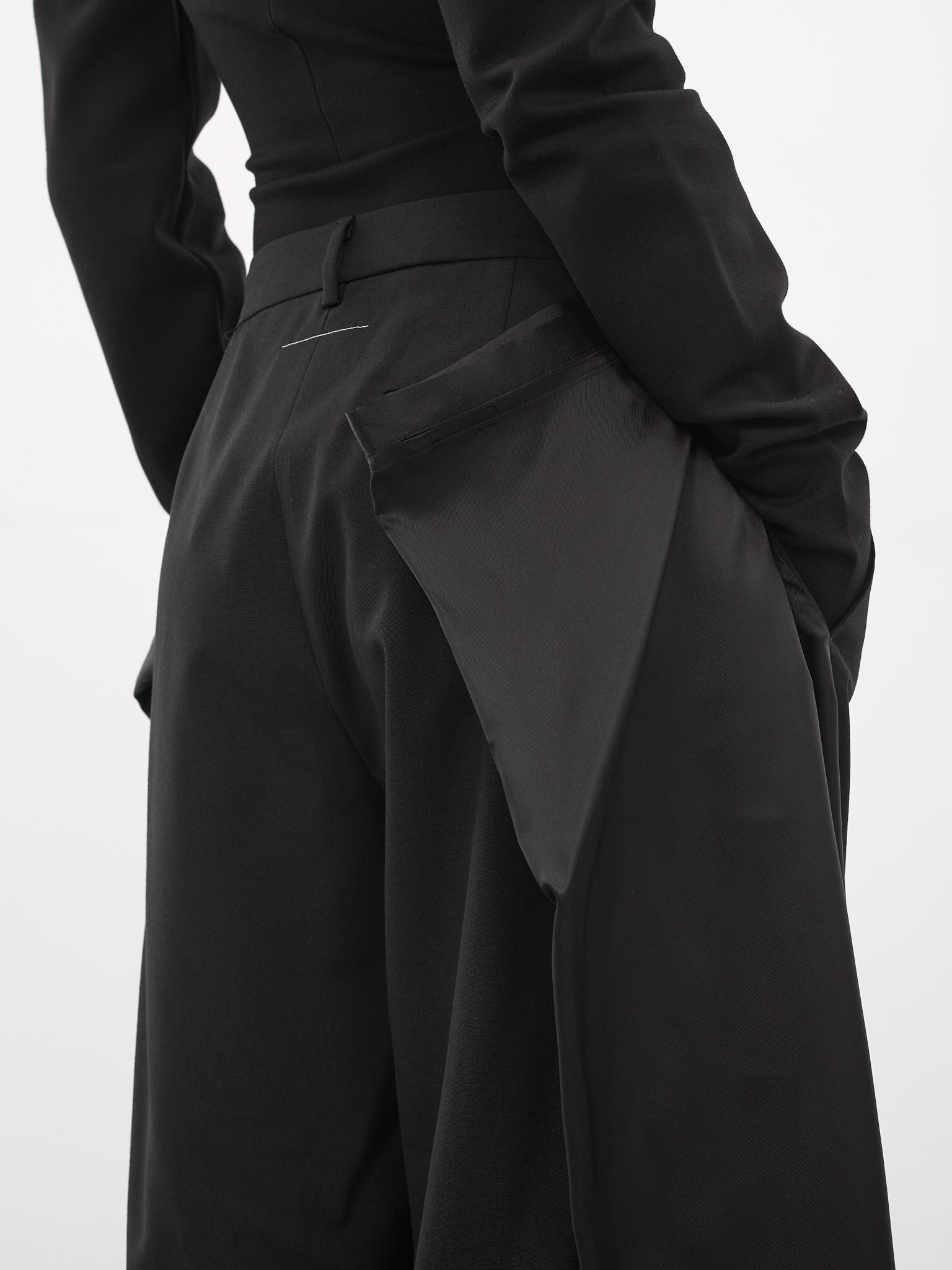 Black Deconstructed Wrap Layering Trousers - 5