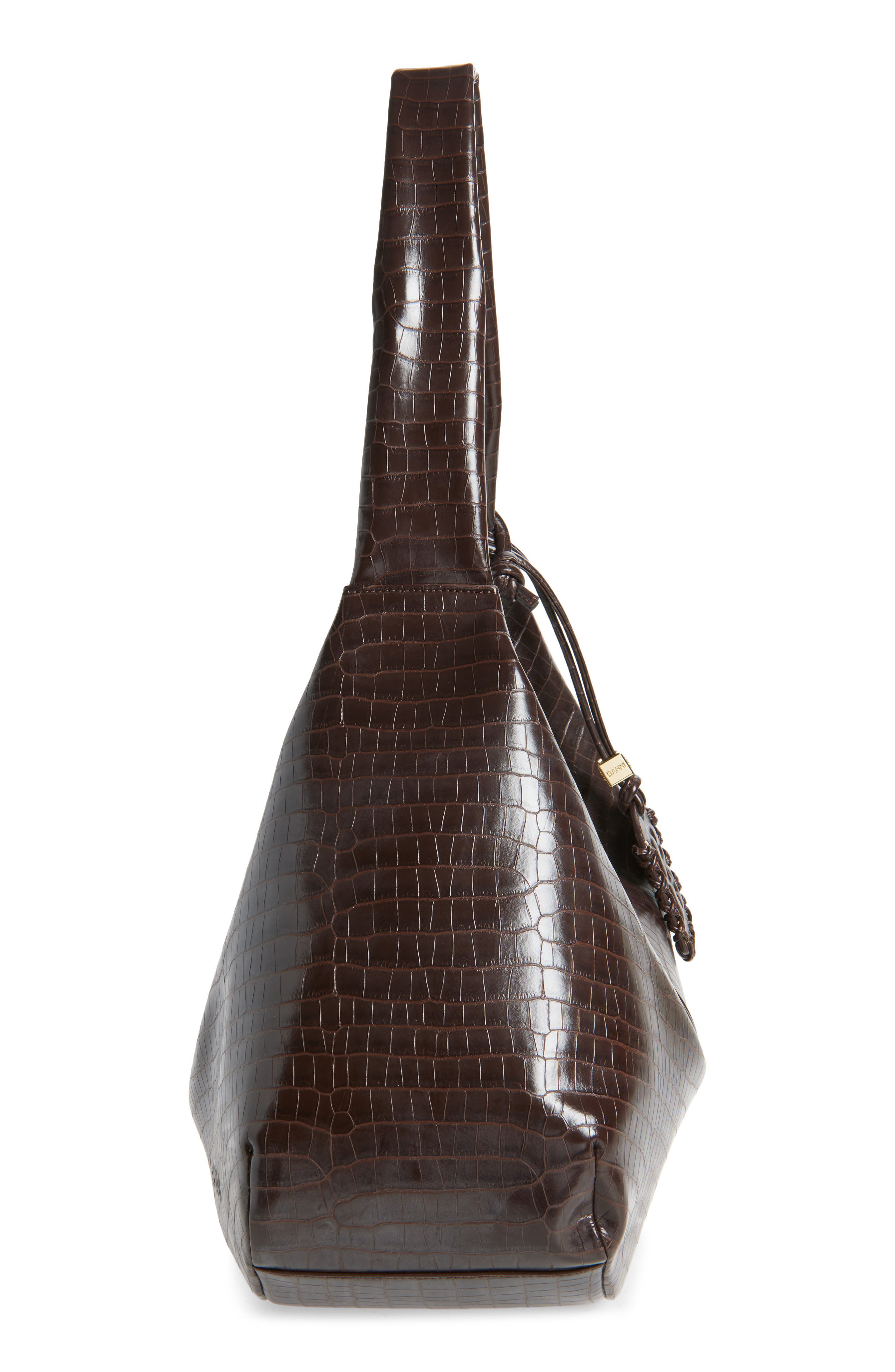 Ganni XXL Bou Croc Embossed Hobo Bag in Chocolate Fondant at Nordstrom - 5