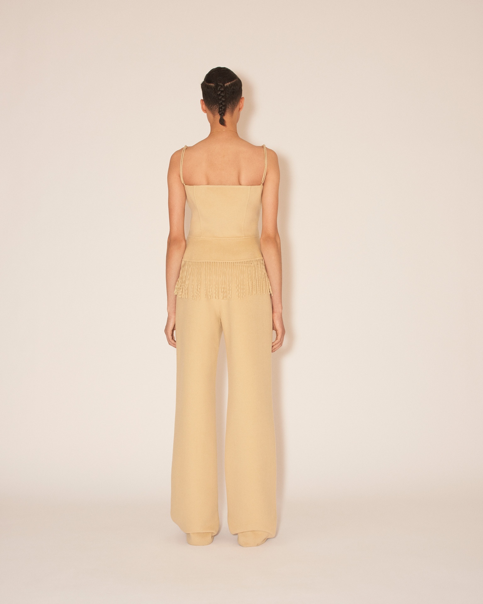 BYA - High waisted straight pants - Creme - 4