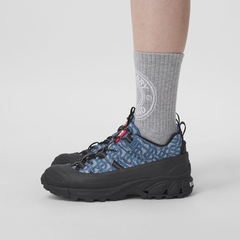 Logo Graphic Intarsia Technical Stretch Cotton Socks 3