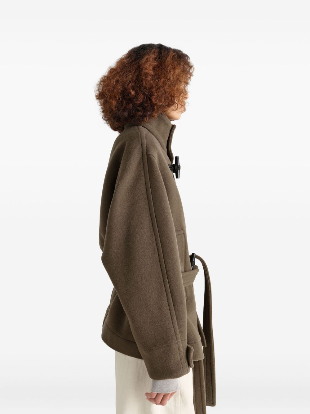 toggle-fastening belted duffle coat - 4