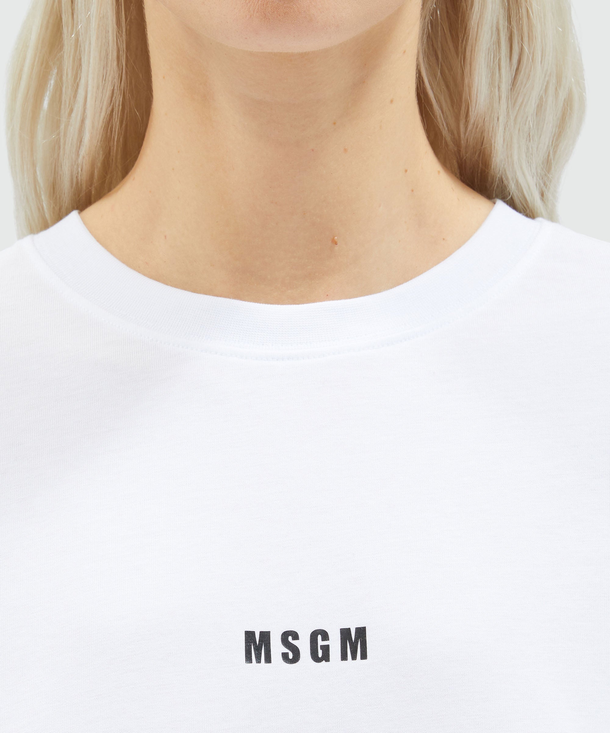 White jersey T-shirt with micro logo - 5