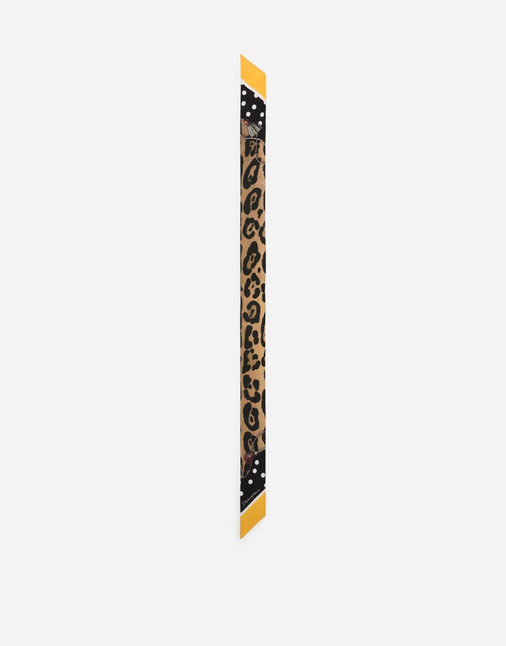 Leopard-print twill headscarf - 3