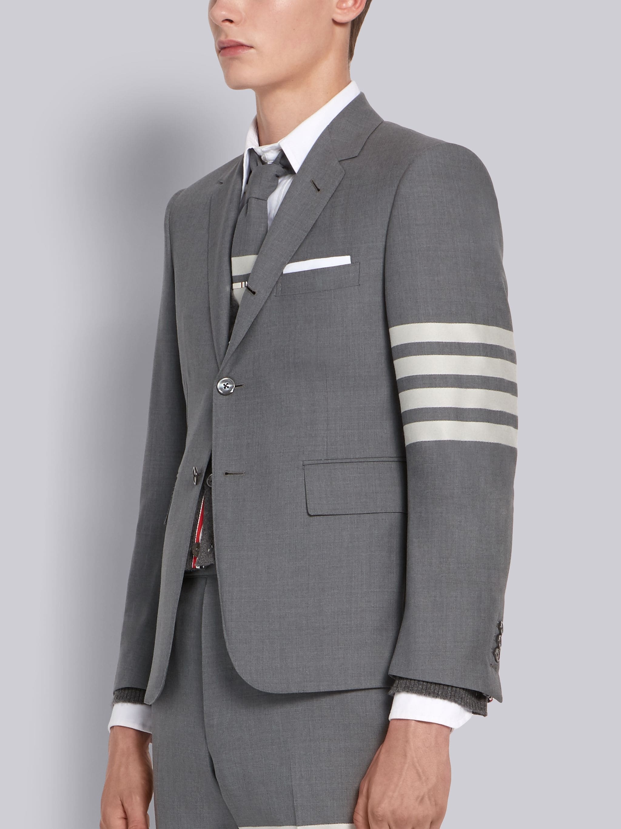 Medium Grey Wool 4-Bar Classic Sport Coat - 2