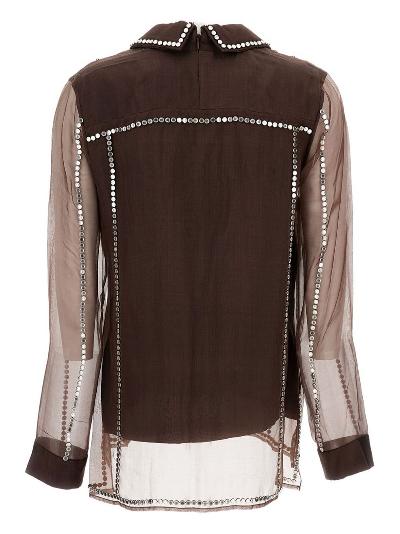 WALES BONNER V-neck stud-embellished blouse outlook