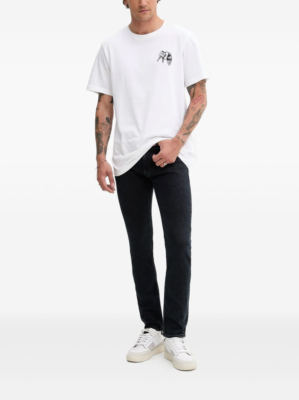 leather-patch jeans - 2
