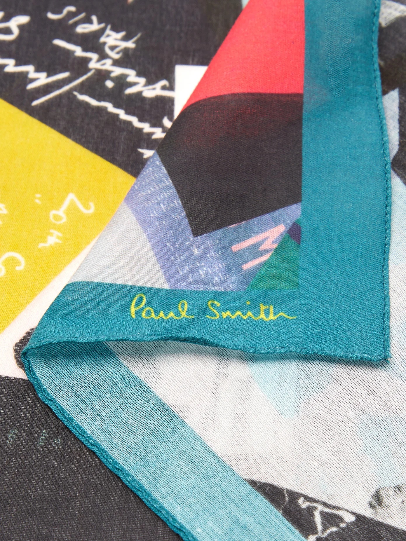 Letter collage-print cotton pocket square - 5