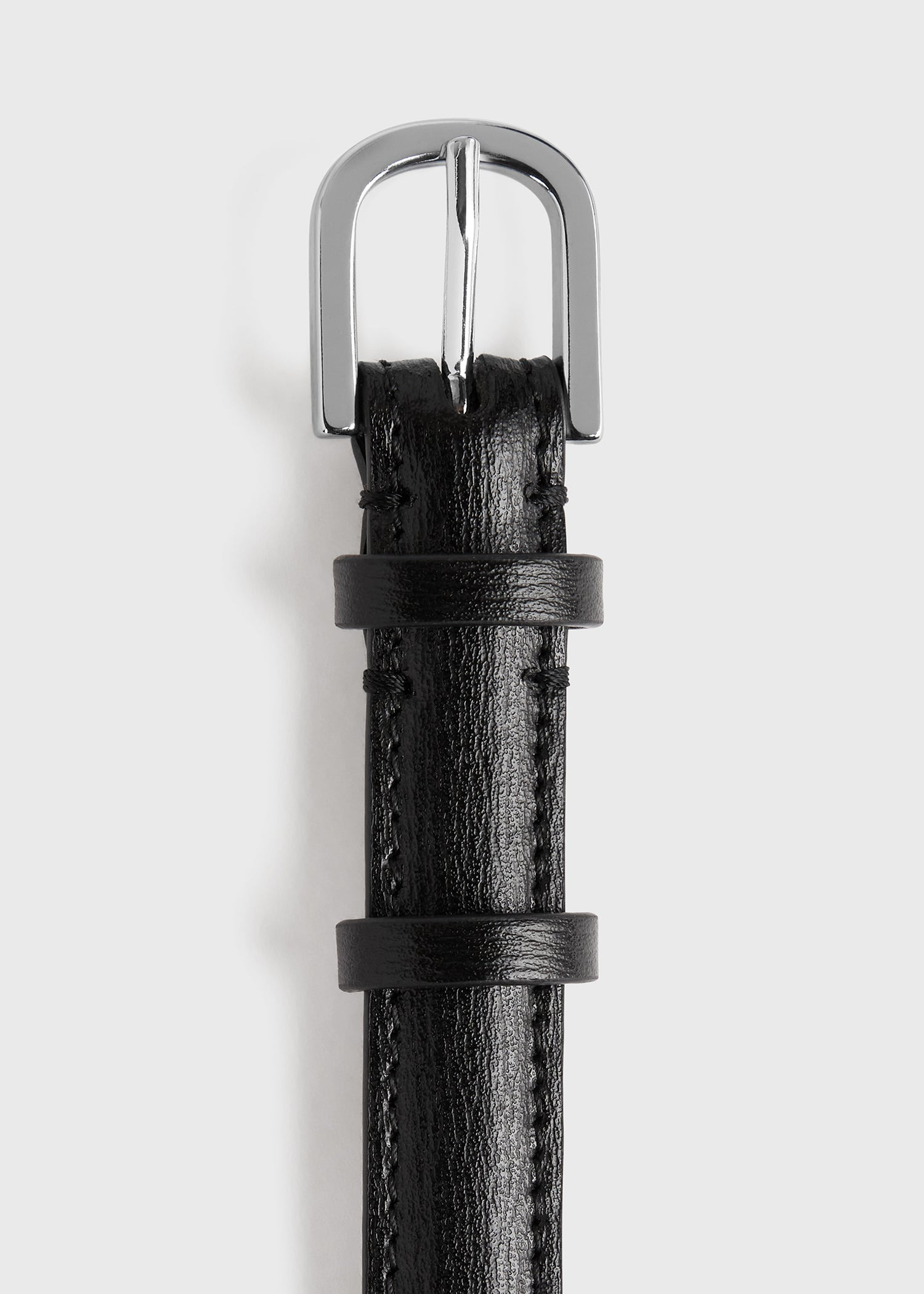 Double clasp leather belt black - 6