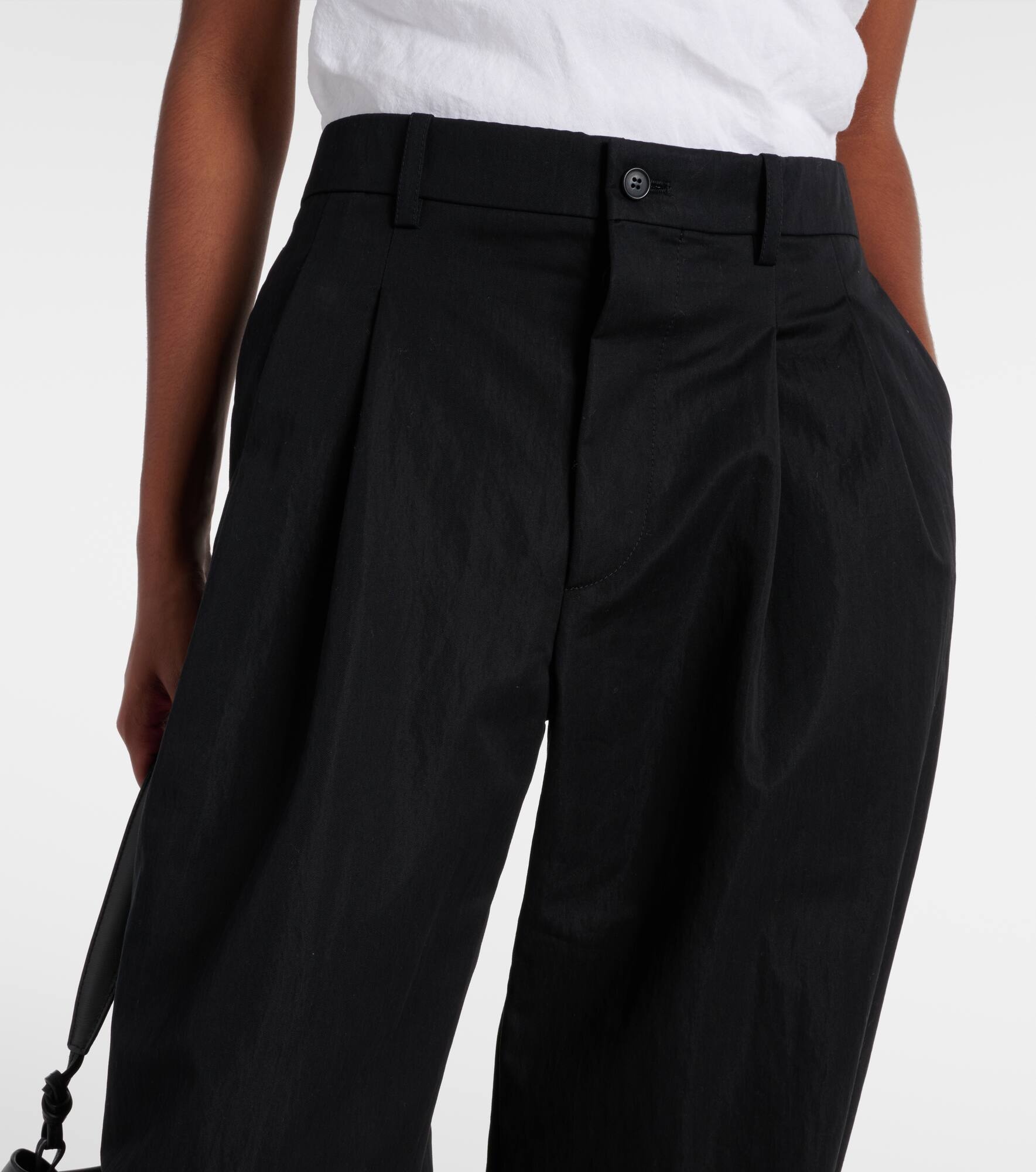 Cotton-blend drill wide-leg pants - 4