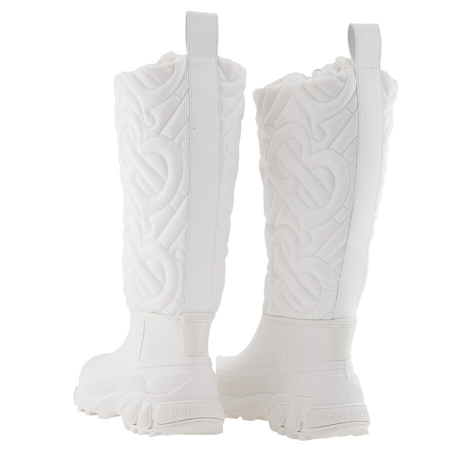 Burberry Optic White Rotherfield Quilted Monogram Rain Boots - 3