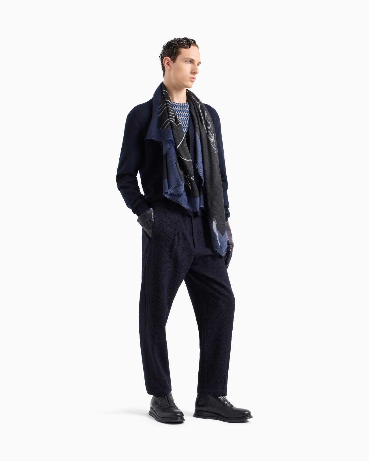 Single-pleat, virgin wool and cashmere seersucker trousers - 2
