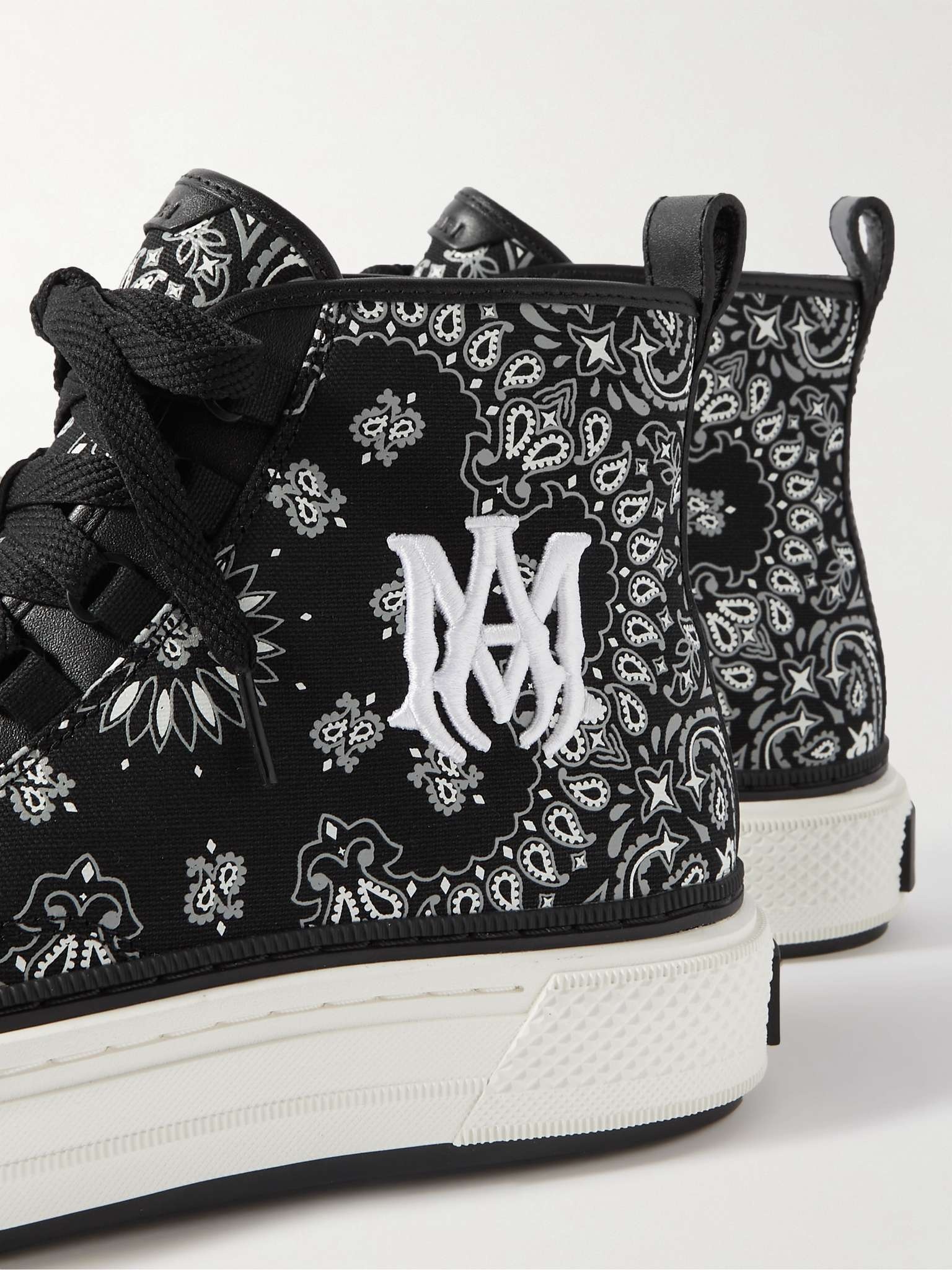 Leather-Trimmed Paisley-Print Canvas High-Top Sneakers - 6