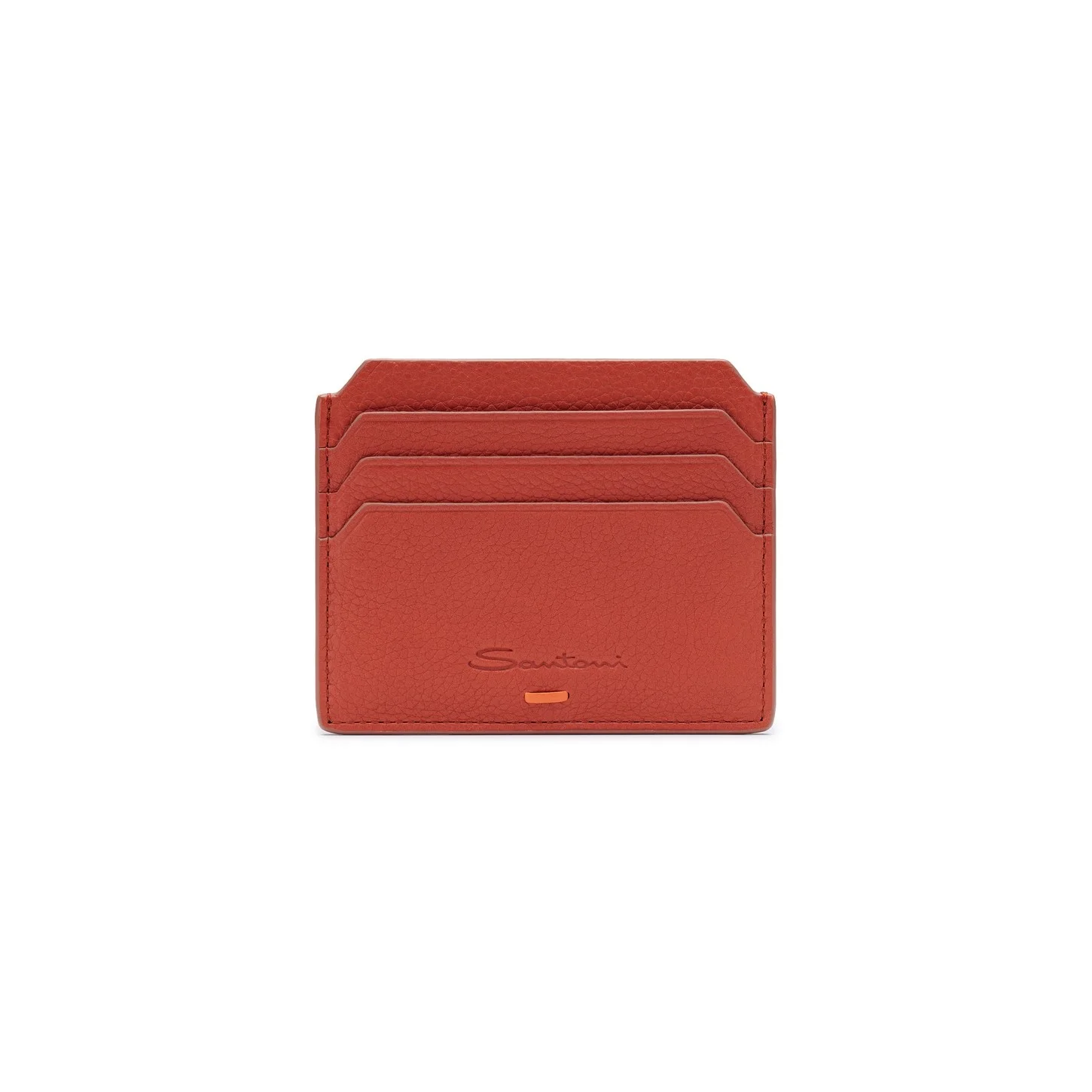 Orange tumbled leather credit card holder - 1