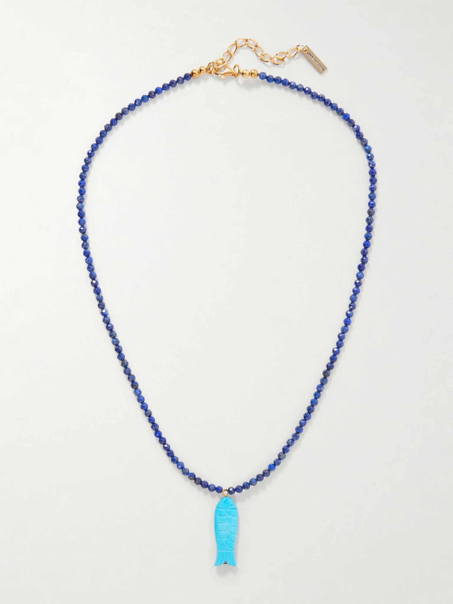 Elva bead-embellished pendant necklace Azure - 1