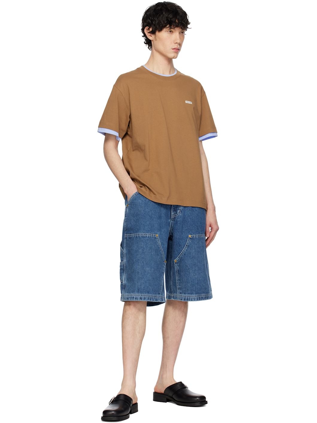 Brown Crepe Layered T-shirt - 4
