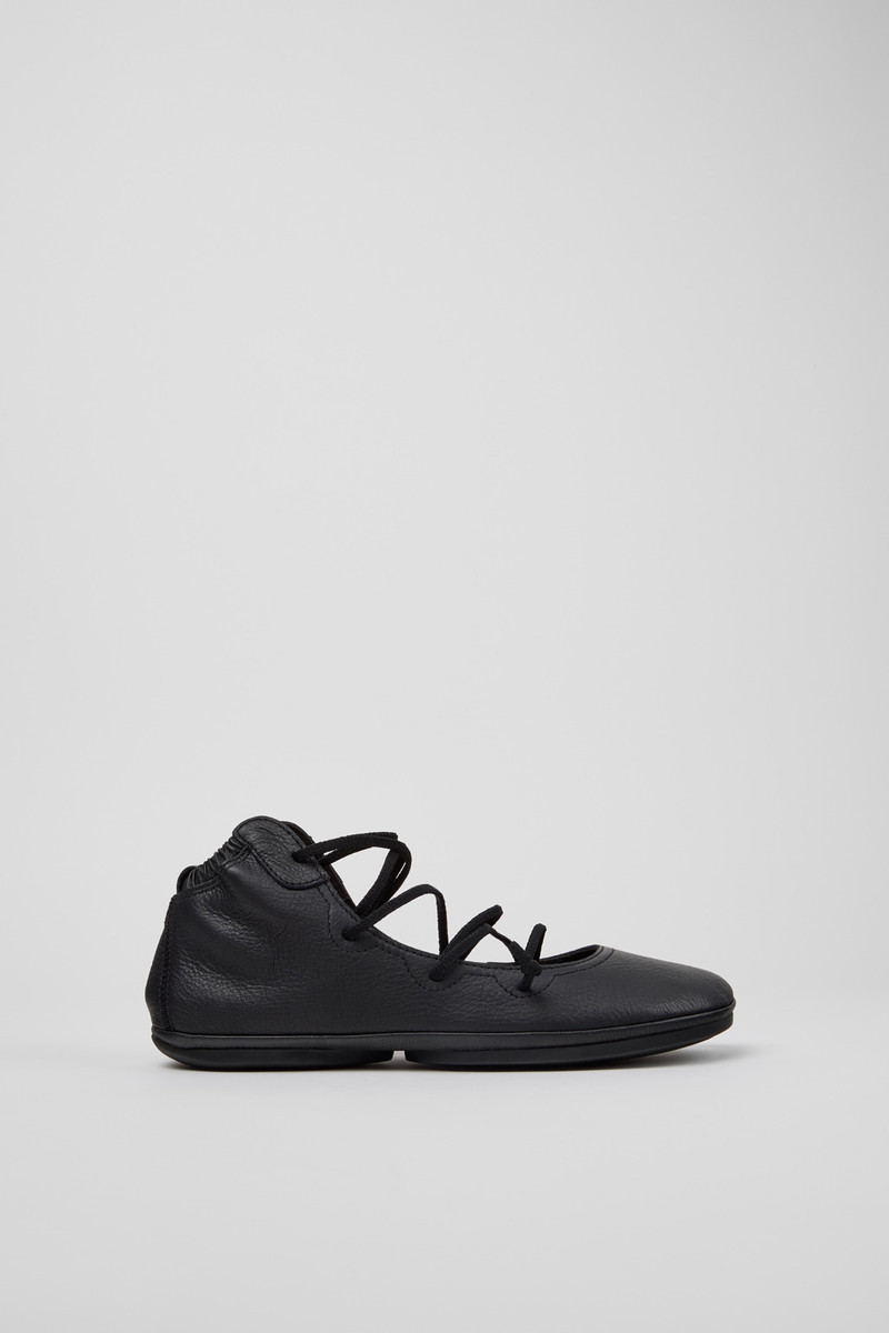Right Black Leather Ankle Boots for Women. 1