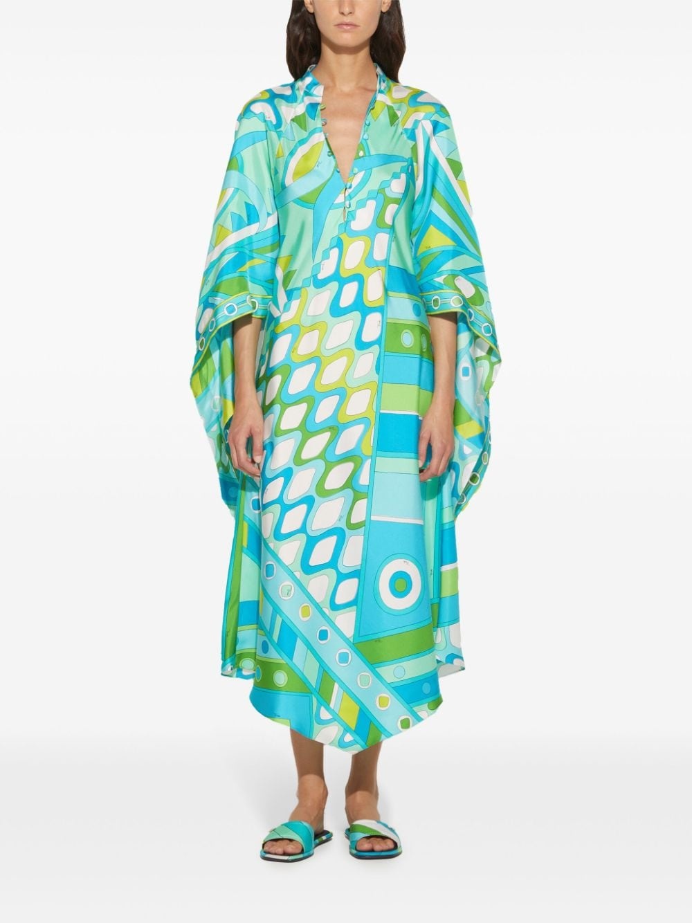 Vivara-print silk kaftan dress - 2