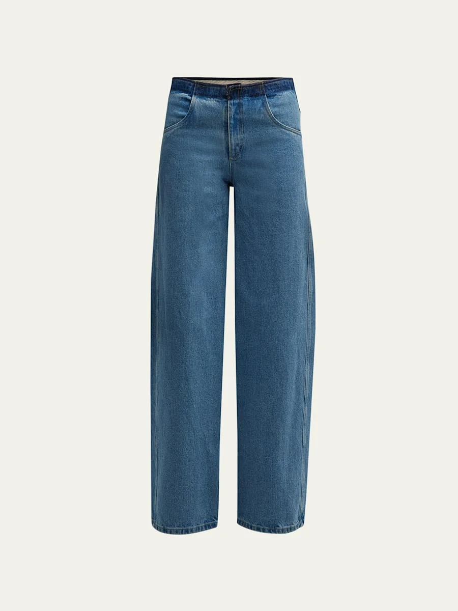 Deconstructed Denim Straight-Leg Jeans - 1