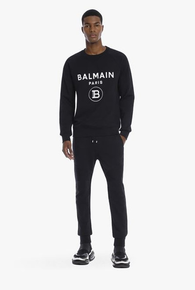 Balmain Black eco-designed cotton sweatpants with white Balmain Paris logo outlook