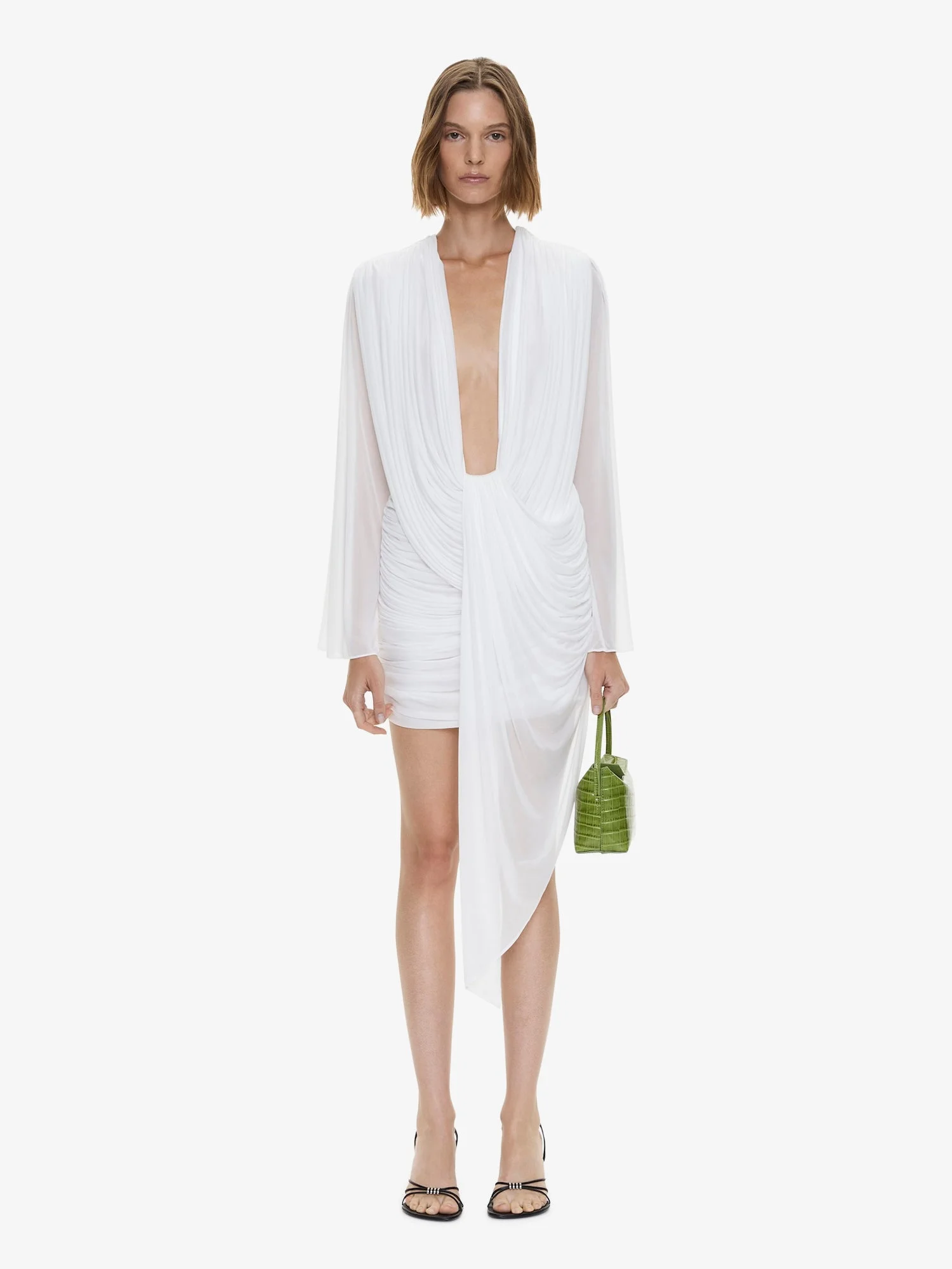 Ripple Drape Long Sleeve Mini Dress - 1