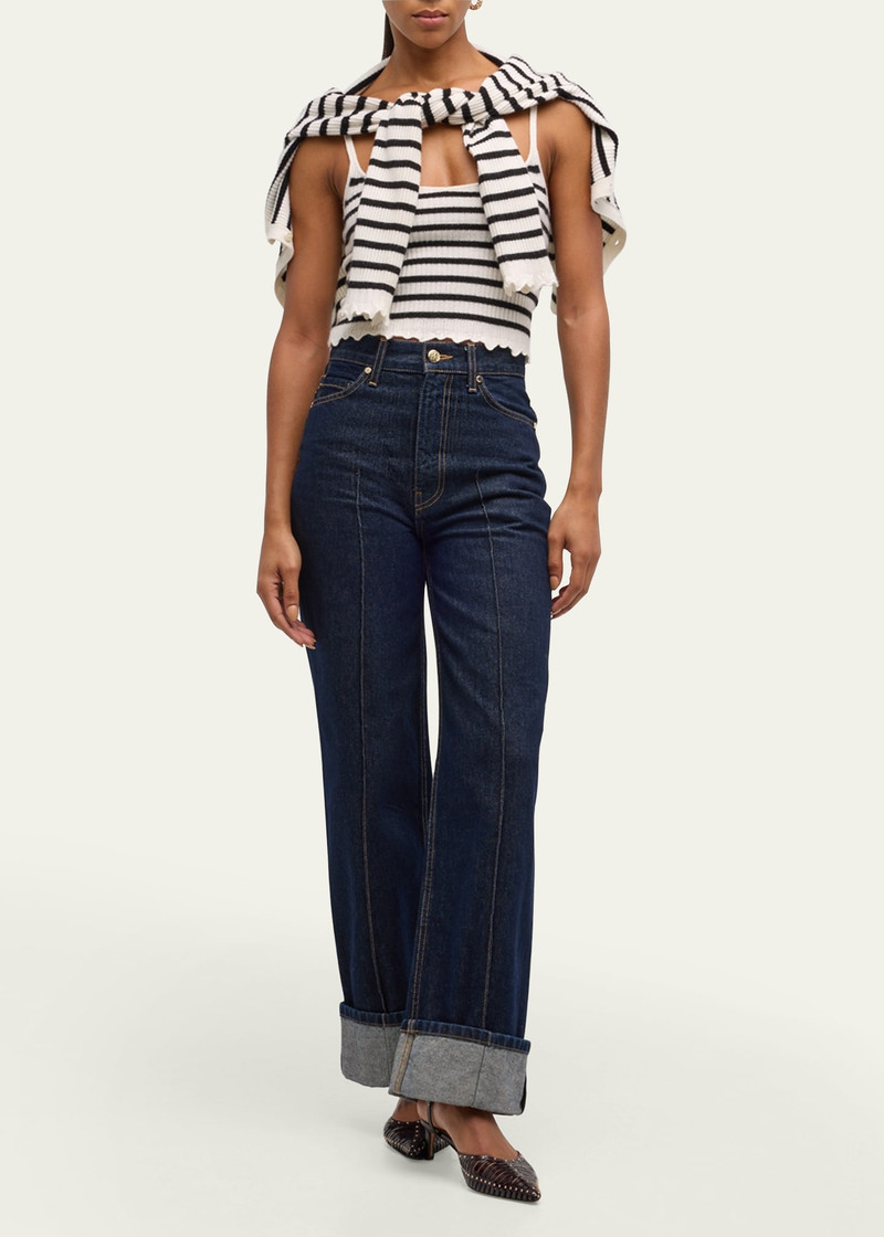 ULLA JOHNSON Klea Stripe Cropped Tank Top outlook