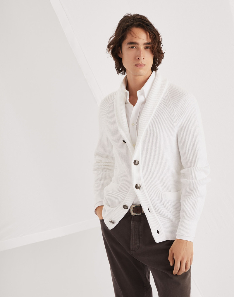Malfilé cotton English rib cardigan with raglan sleeves 1