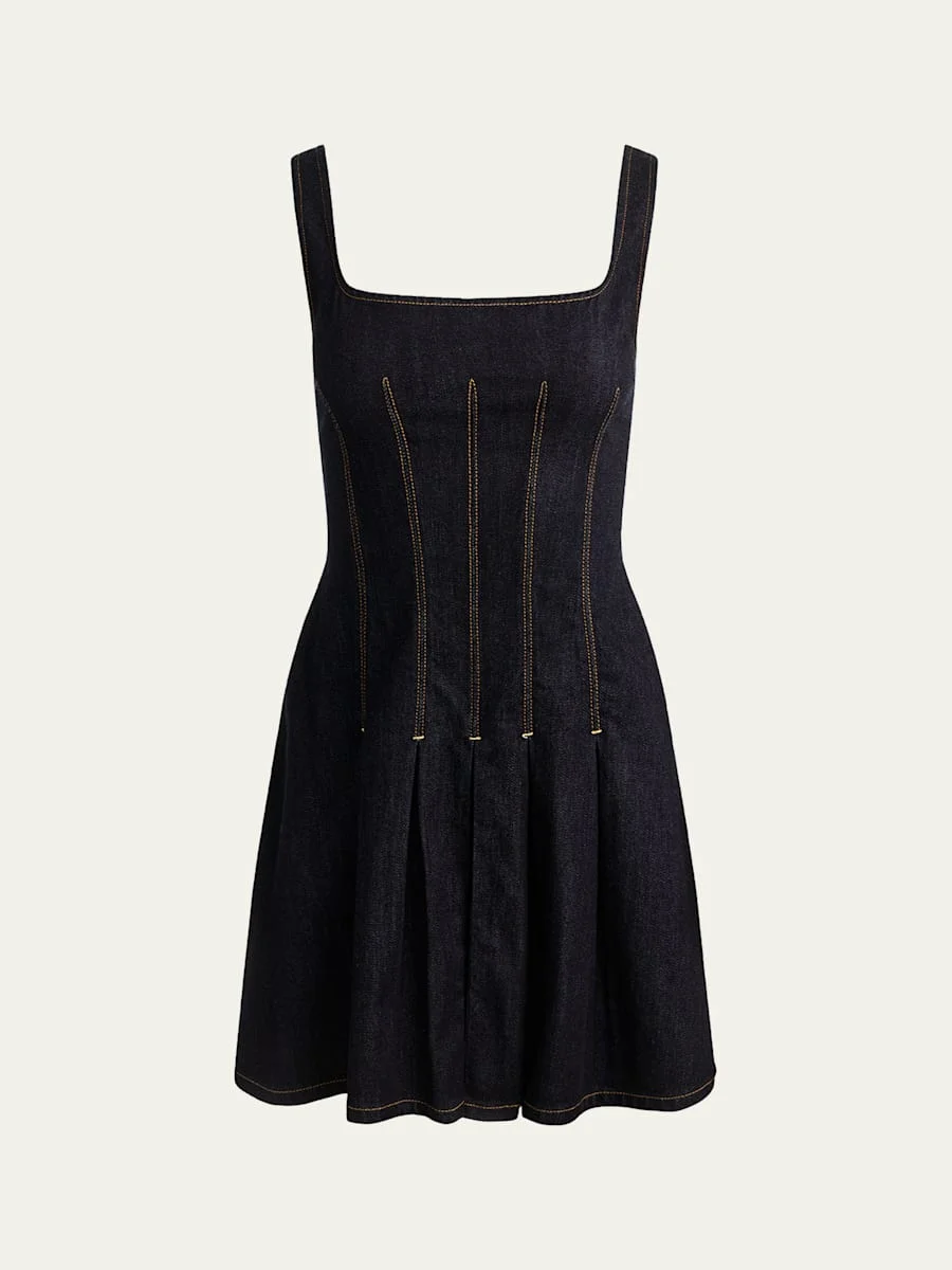 Hollis Flared Denim Mini Dress - 1