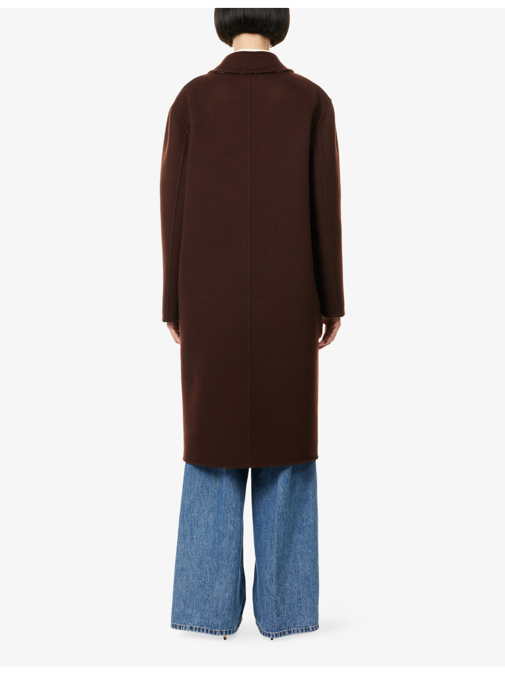 Monogram-Pattern Notch-Lapel Wool Coat - 4